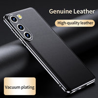 Genuine Leather Plating Shockproof Back Case for Samsung Galaxy S24 Series