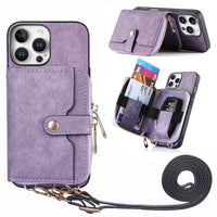 Crossbody Lanyard Leather Case with Card Holder and Kickstand for iPhone 16 Series – Stylish & Practical