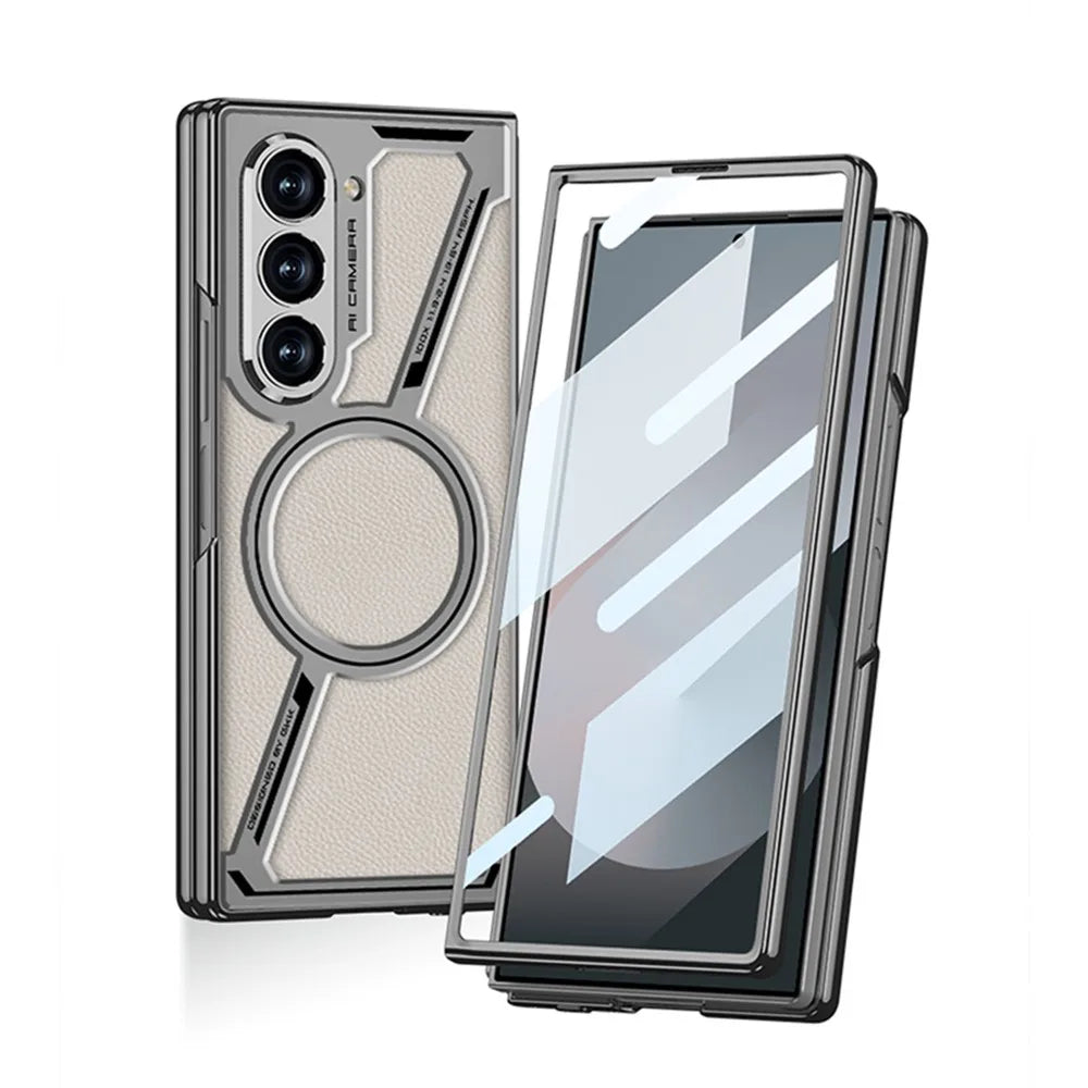 Luxury Electroplated Magnetic Leather Case for Samsung Galaxy Z Fold 6