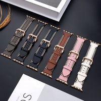 Hand-Sewn Leather Chain Bracelet for Apple Watch