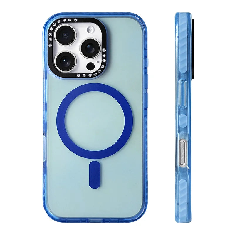 Protective MagSafe Case with Luxury Diamond Lens Cover for iPhone 16 Series