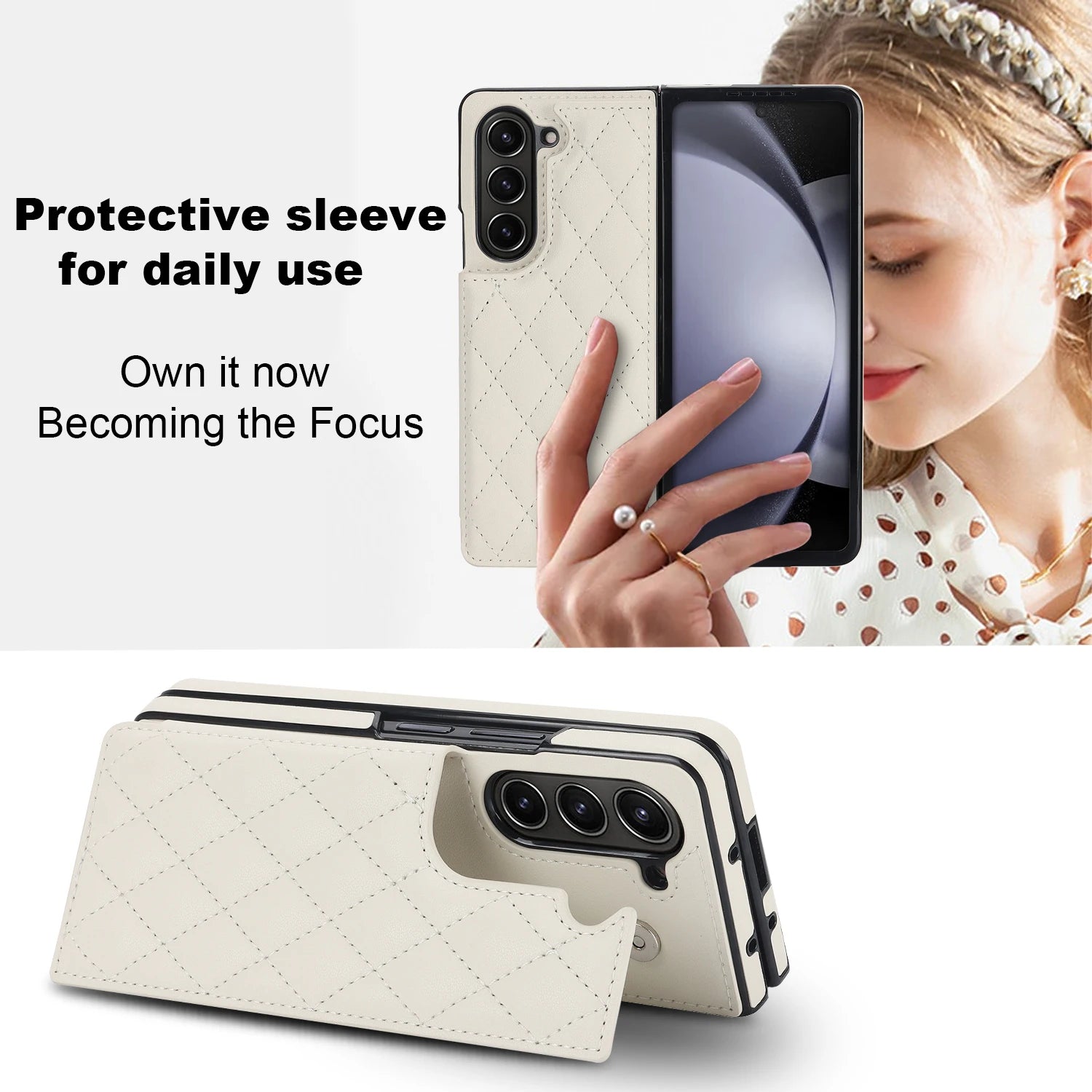 Luxury Leather Phone Case with Card Holder for Samsung Galaxy Z Fold 6 – Elegant Storage and Protection