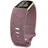 Flower Engraved Silicone Watchband for Fitbit Charge 6