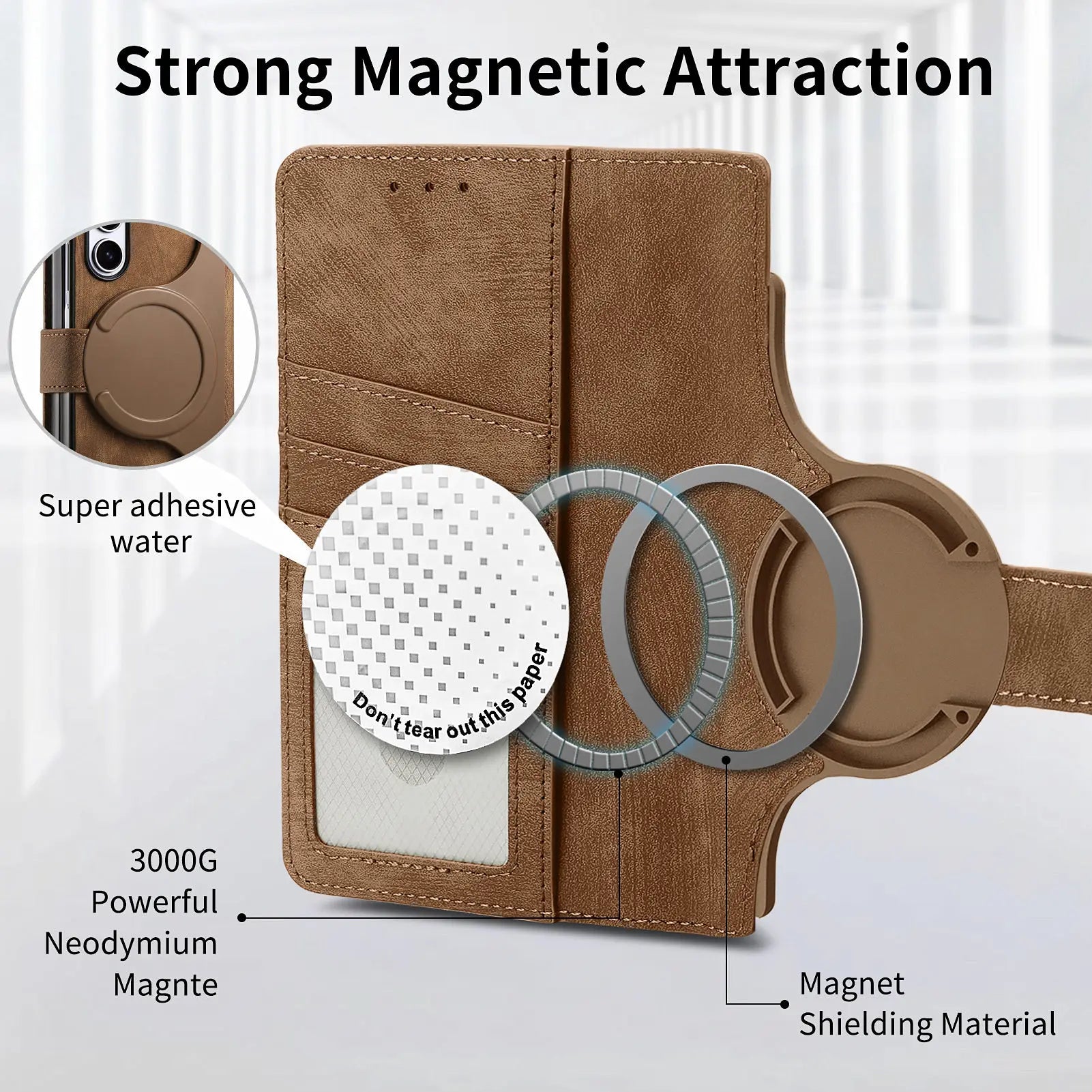 2-in-1 Magnetic Zipper Wallet Leather Case for Samsung Galaxy Z Fold 5