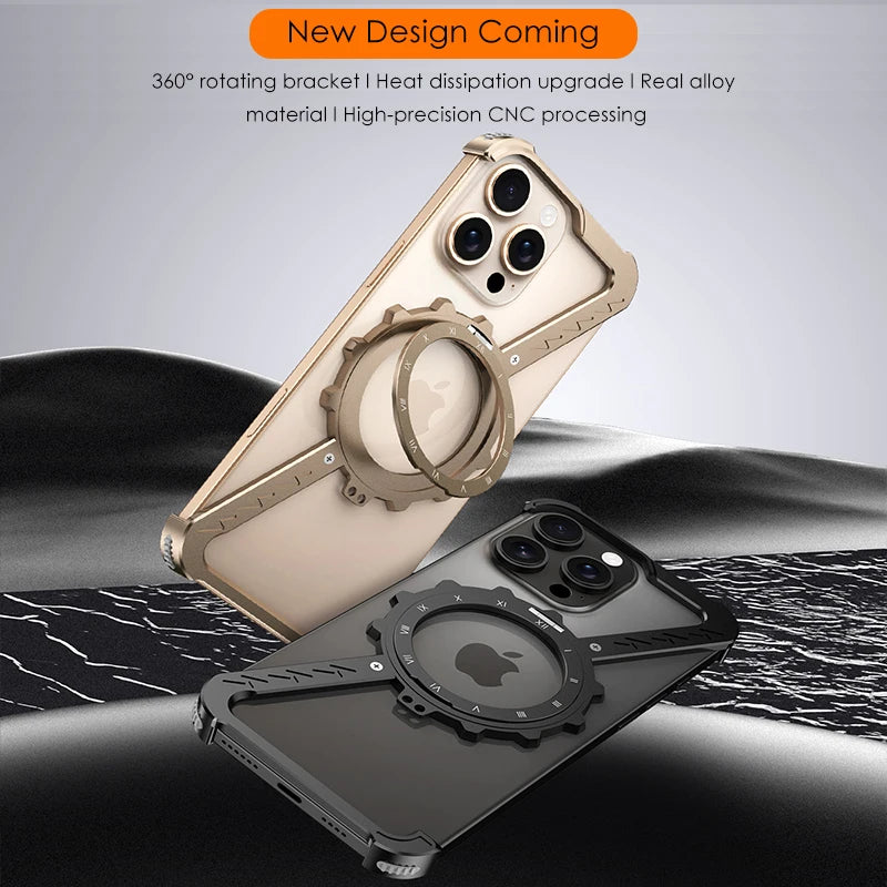 Z-Shaped Gear Design Aluminum Alloy Magnetic Case for iPhone 16 Series