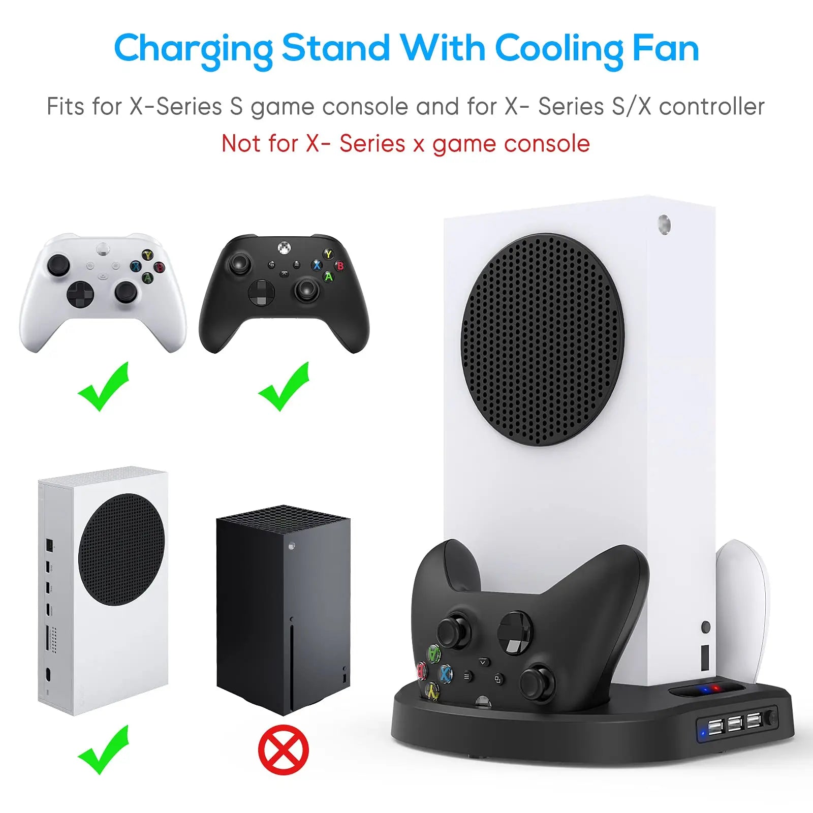 Xbox Series S Vertical Charging Stand with Cooling Fan