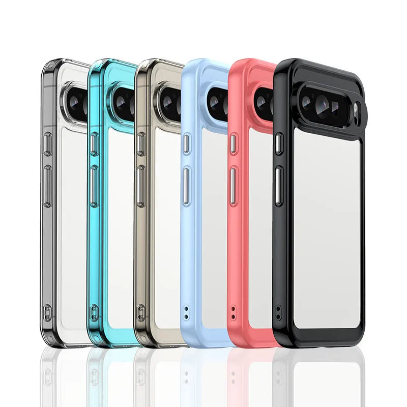 Colorful Soft Edge Silicone Transparent Shockproof Bumper Case for Google Pixel 8 Series