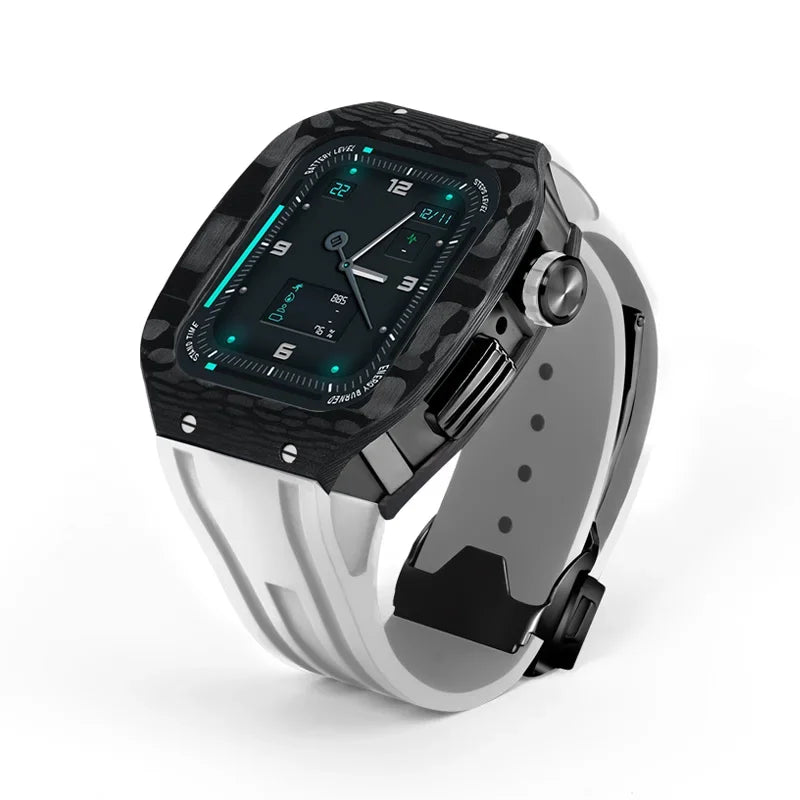 Luxury Carbon Fiber Case with Fluorine Rubber Strap for Apple Watch