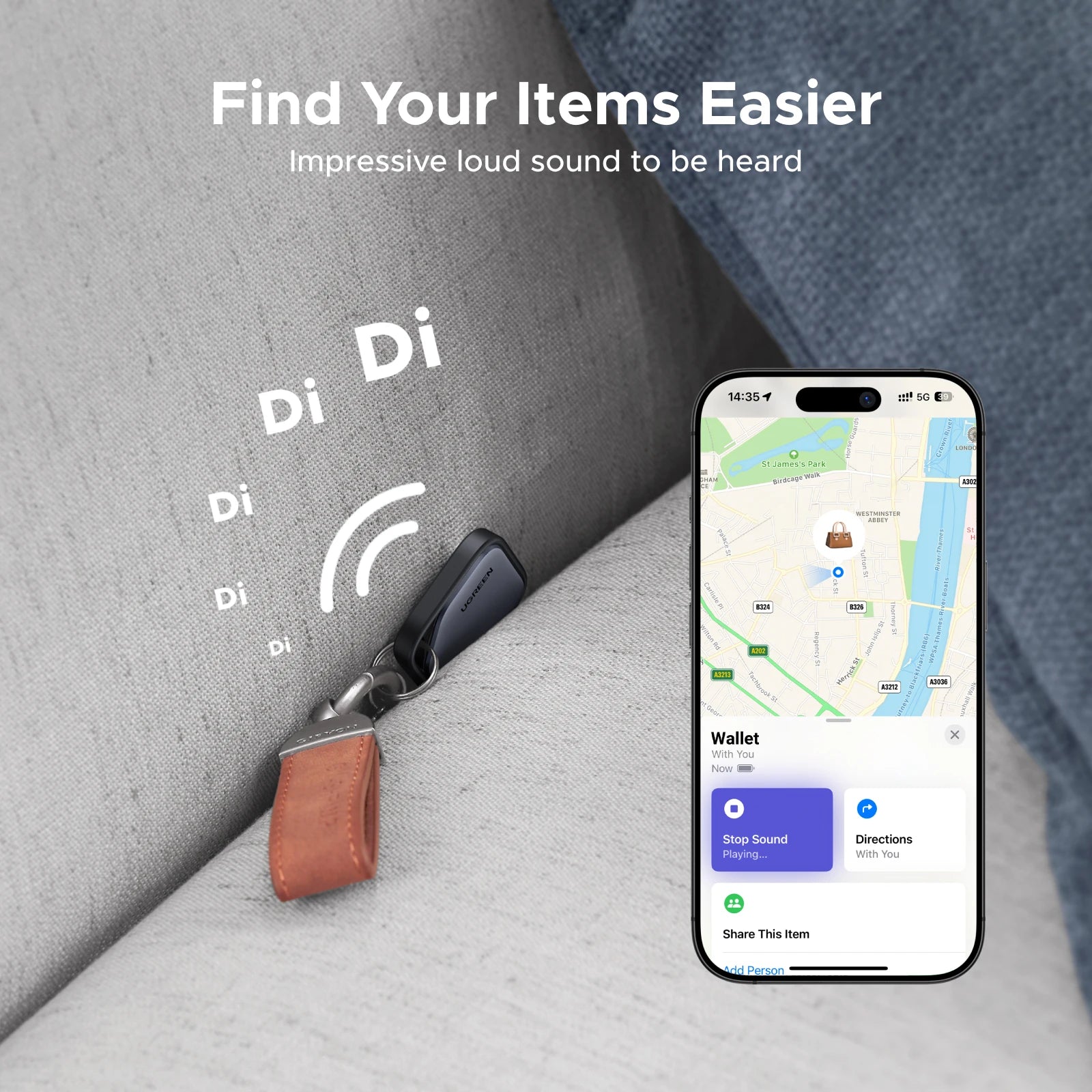 UGREEN SmartTag Bluetooth Tracker for Apple Find My