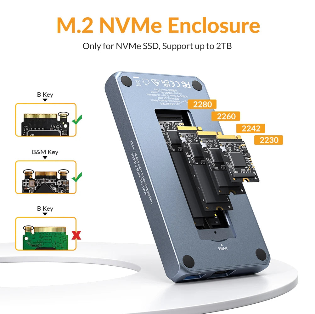 IDSONIX 10-in-1 Docking Station with M.2 NVMe Enclosure