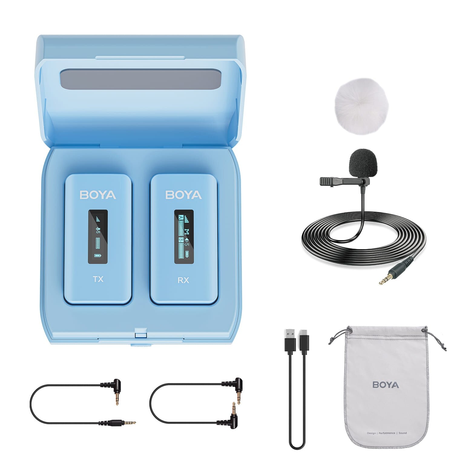 BY-XM6 Color Series Wireless Lavalier Lapel Microphone Kit with Charging Case