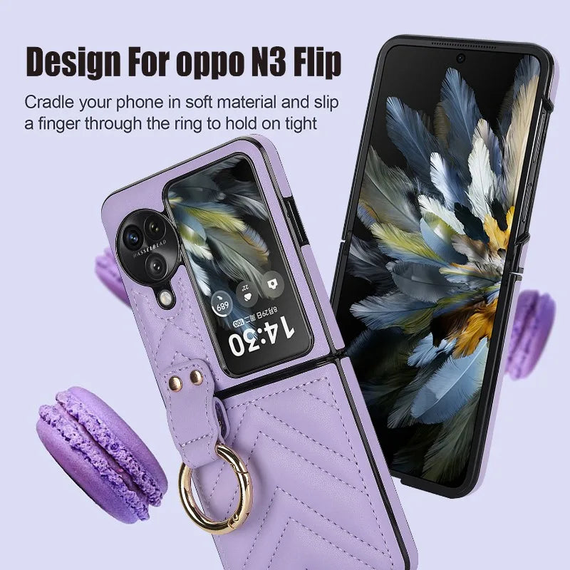 Luxury Leather Phone Case for OPPO Find N3 Flip