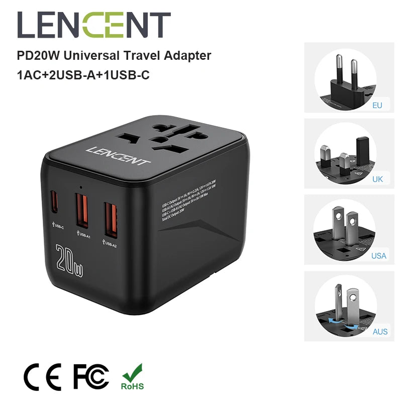 LENCENT PD20W Universal Travel Adapter