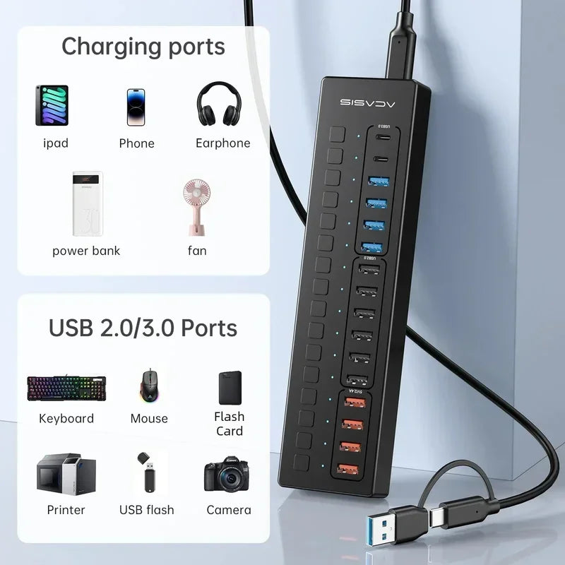 Acasis 16-Port USB-C Splitter and Hub