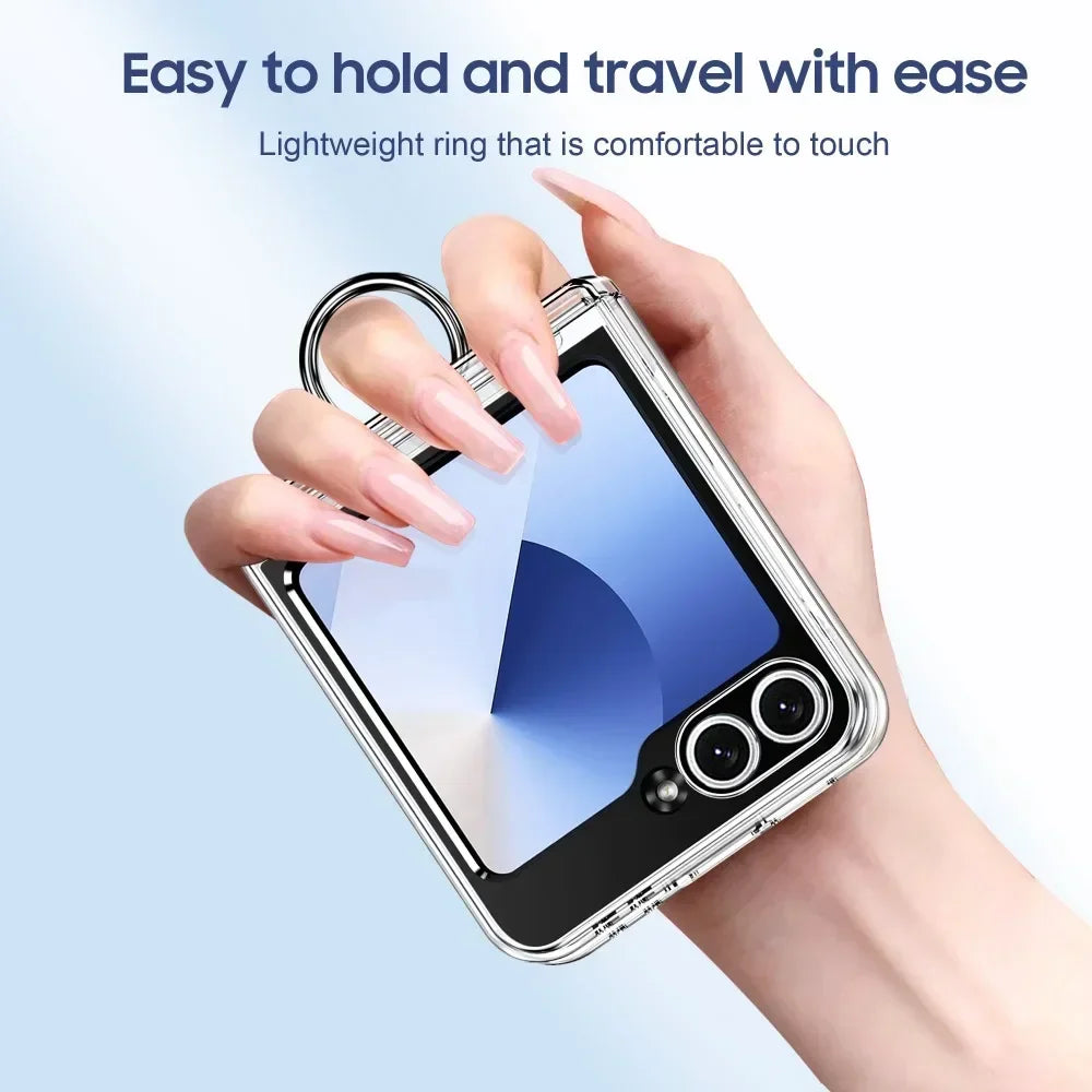 Card Holder Ring Hinge Case with Shockproof Protection for Samsung Galaxy Z Flip 5