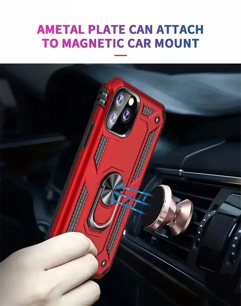 Luxury Armor Magnetic Ring Phone Case for iPhone 15 Series