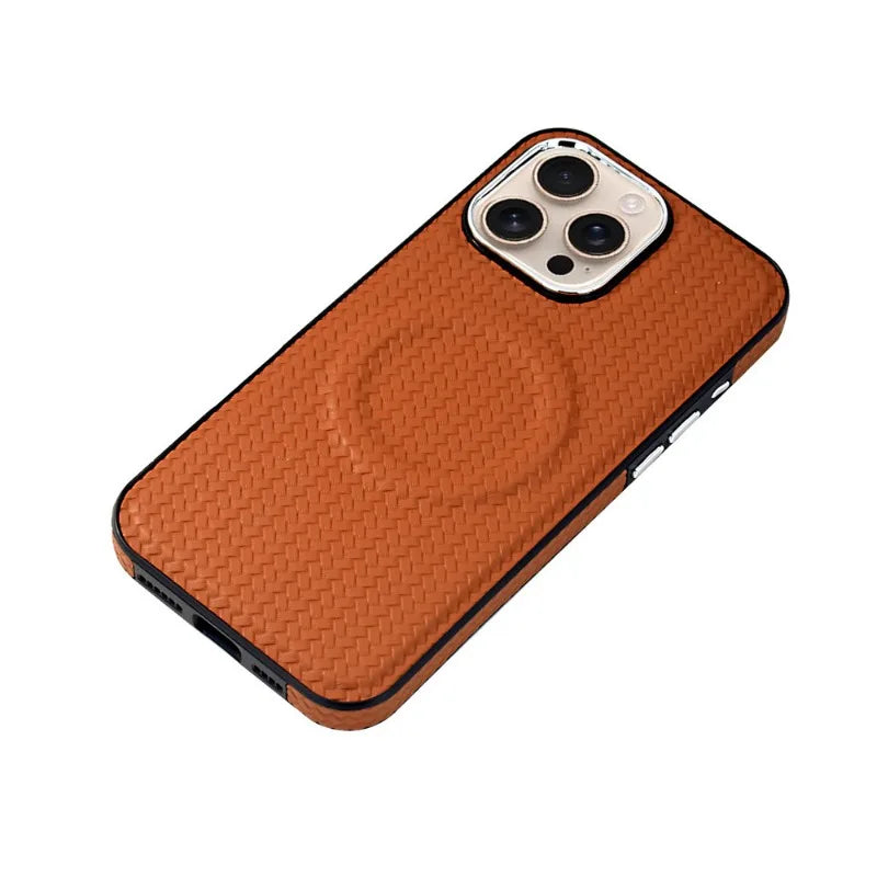 Shockproof Woven Leather MagSafe Case for iPhone 16 Series