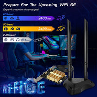 EDUP WiFi 6E Intel AX210 PCIe Adapter with Bluetooth 5.3, MU-MIMO, 2.4GHz/5GHz/6GHz, and Magnetic Antenna Base