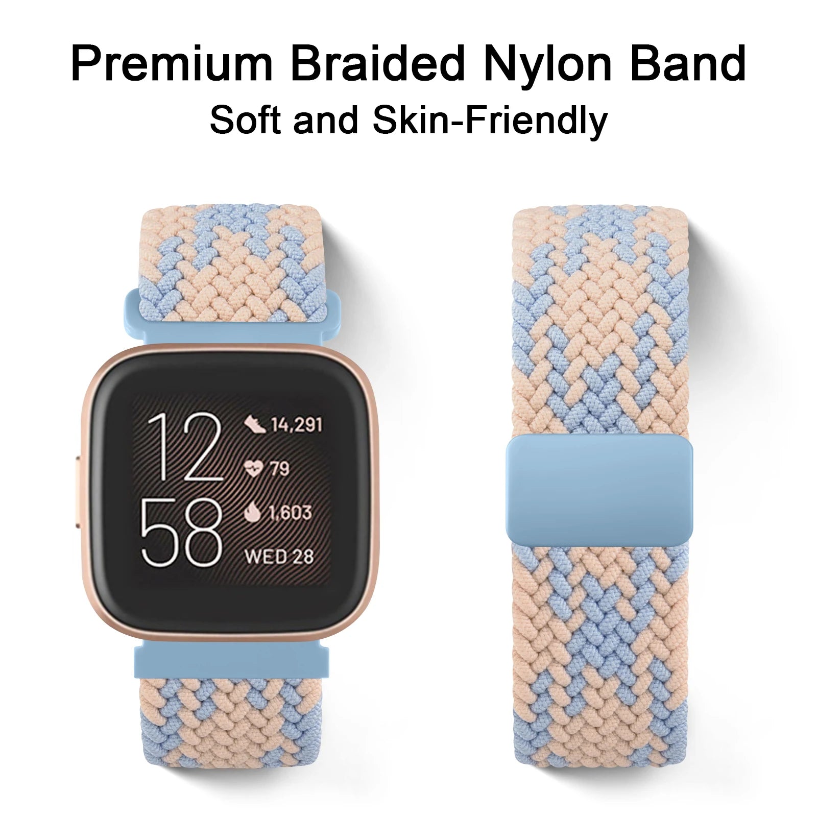 Adjustable Nylon Braided Magnetic Buckle Strap for Fitbit Versa 2