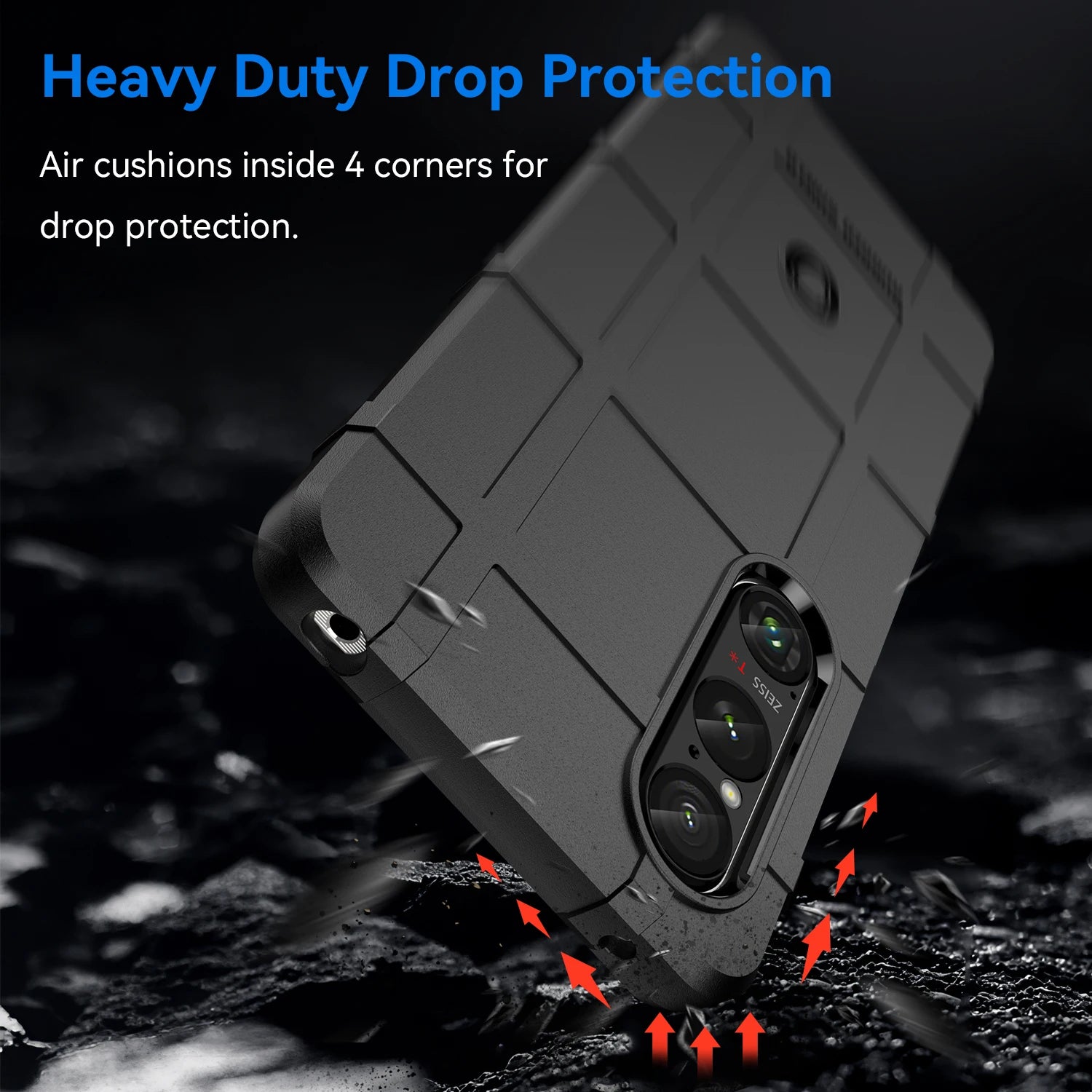 Rugged Shield Non-slip Texture Shockproof Soft TPU Silicone Protective Back Case for Sony Xperia 1 VI