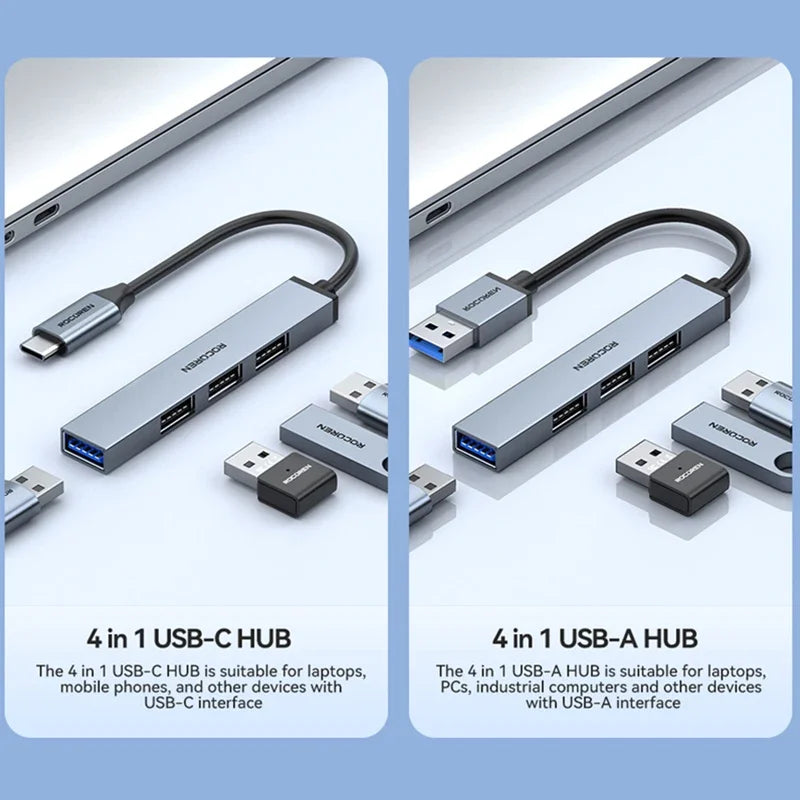 Rocoren 4 in 1 USB Type C Hub USB3.0 2.0 5Gbps High Speed USB multi port Splitter For MacBook Pro Air Laptop PC Docking Station