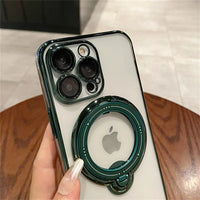 Luxury MagSafe Wireless Charging Ring Holder Lens Film Clear Phone Case for iPhone 15 Series