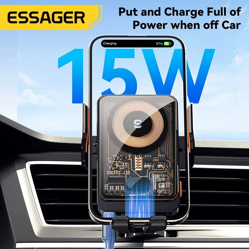 Essager 15W Qi Wireless Charger Car Phone Holder