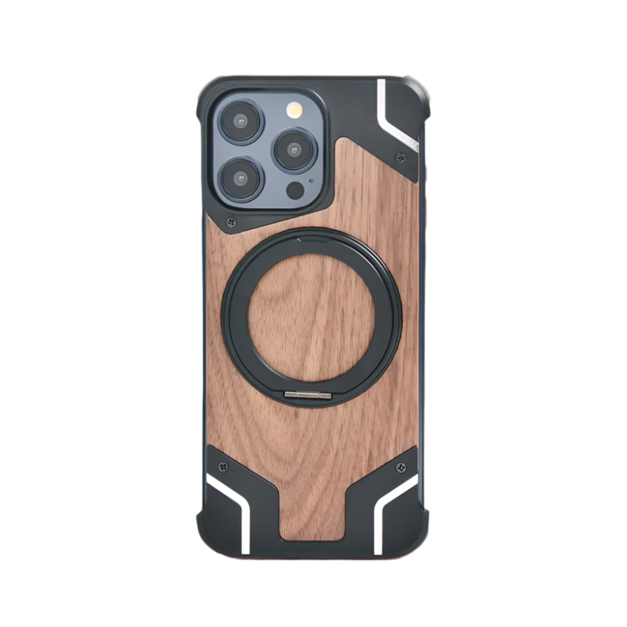 Black Walnut Wood and Aluminum Alloy Case for iPhone 15 Series