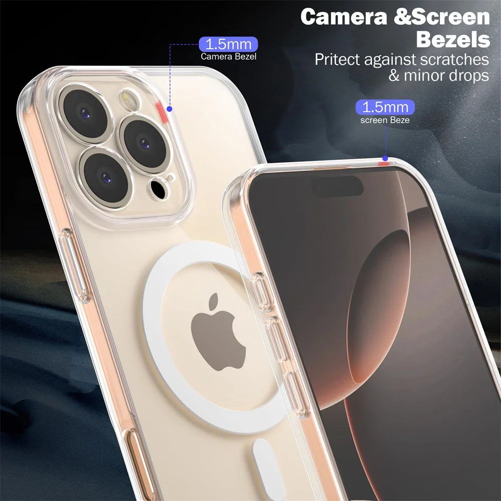 Transparent MagSafe Case with Lens Protector for iPhone 16 Series