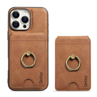 2-in-1 Leather Wallet Case with Detachable Vertical Card Slot and Ring Holder for iPhone 15 Series