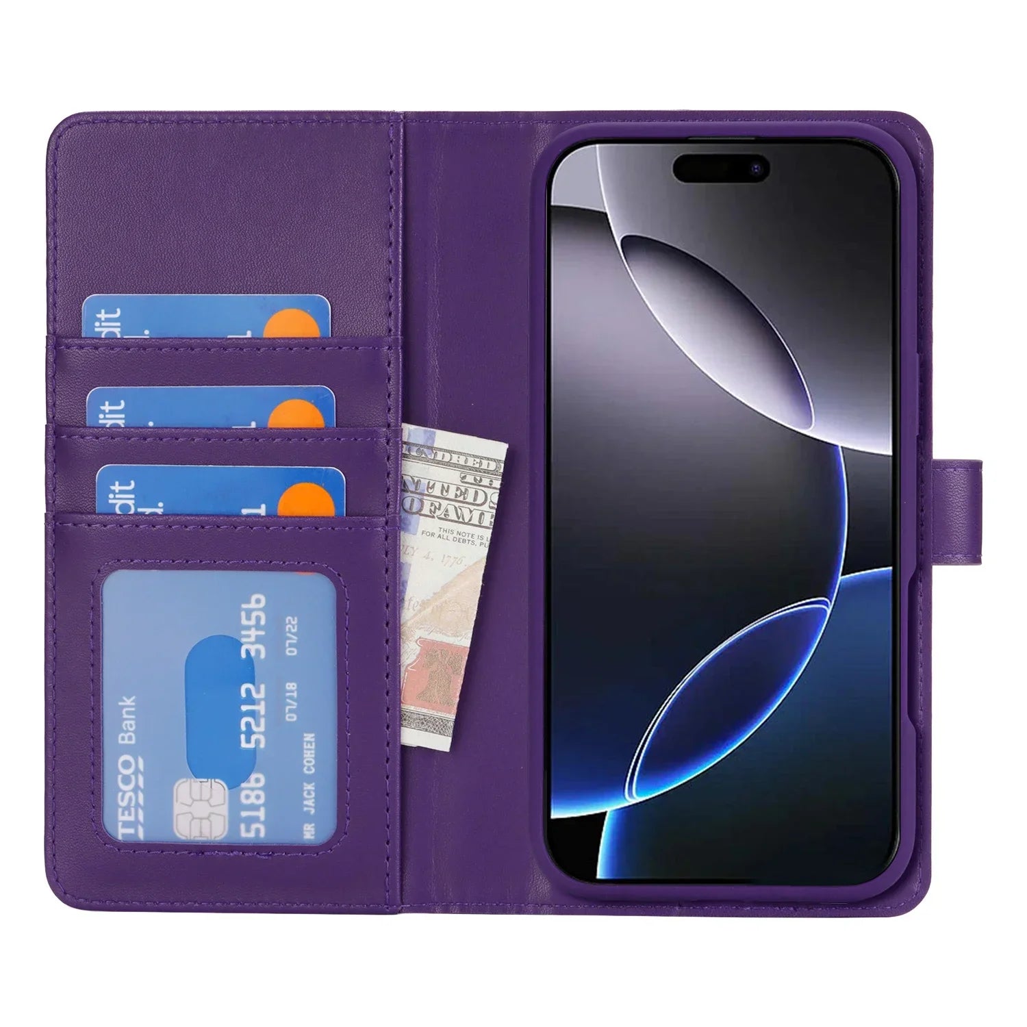 iPhone 15 Series Magnetic Wallet Case with Kickstand & Card Holder