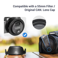 JJC Camera Lens Hood Compatible with Canon EW-55 Lens Hood Shade