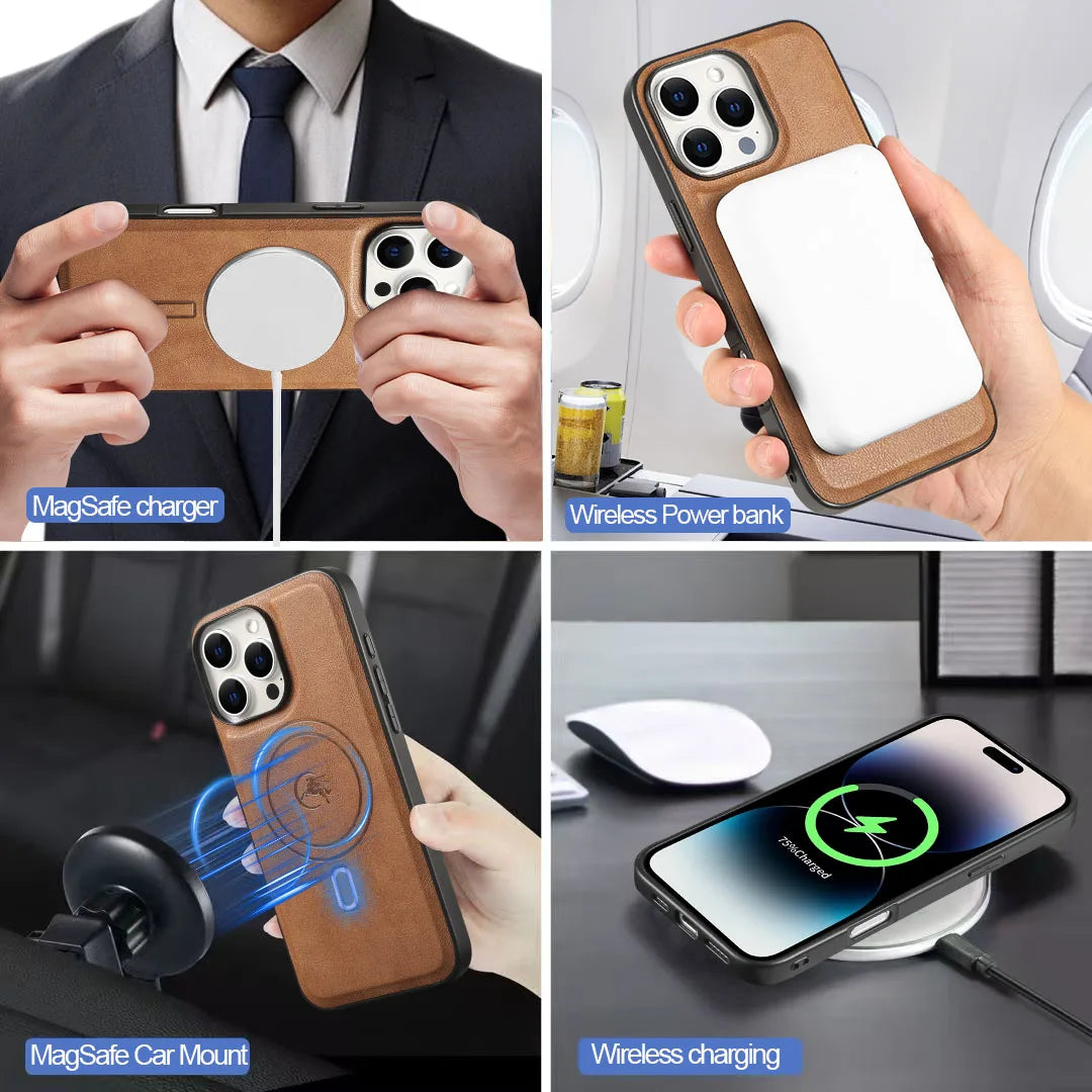 2-in-1 Leather Wallet Case with Detachable Vertical Card Slot and Ring Holder for iPhone 15 Series