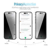 Full Coverage Anti-Peep Tempered Privacy Screen Protector Glass for iPhone 16 Pro & iPhone 16 Pro Max