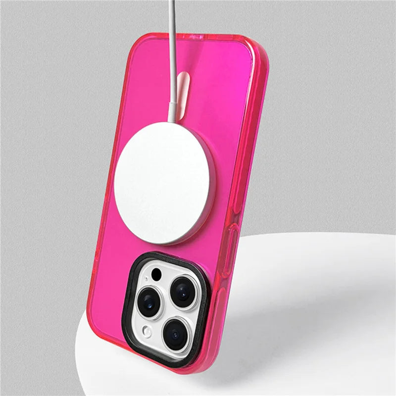 Neon Clear Shockproof MagSafe Case for iPhone 15 Series