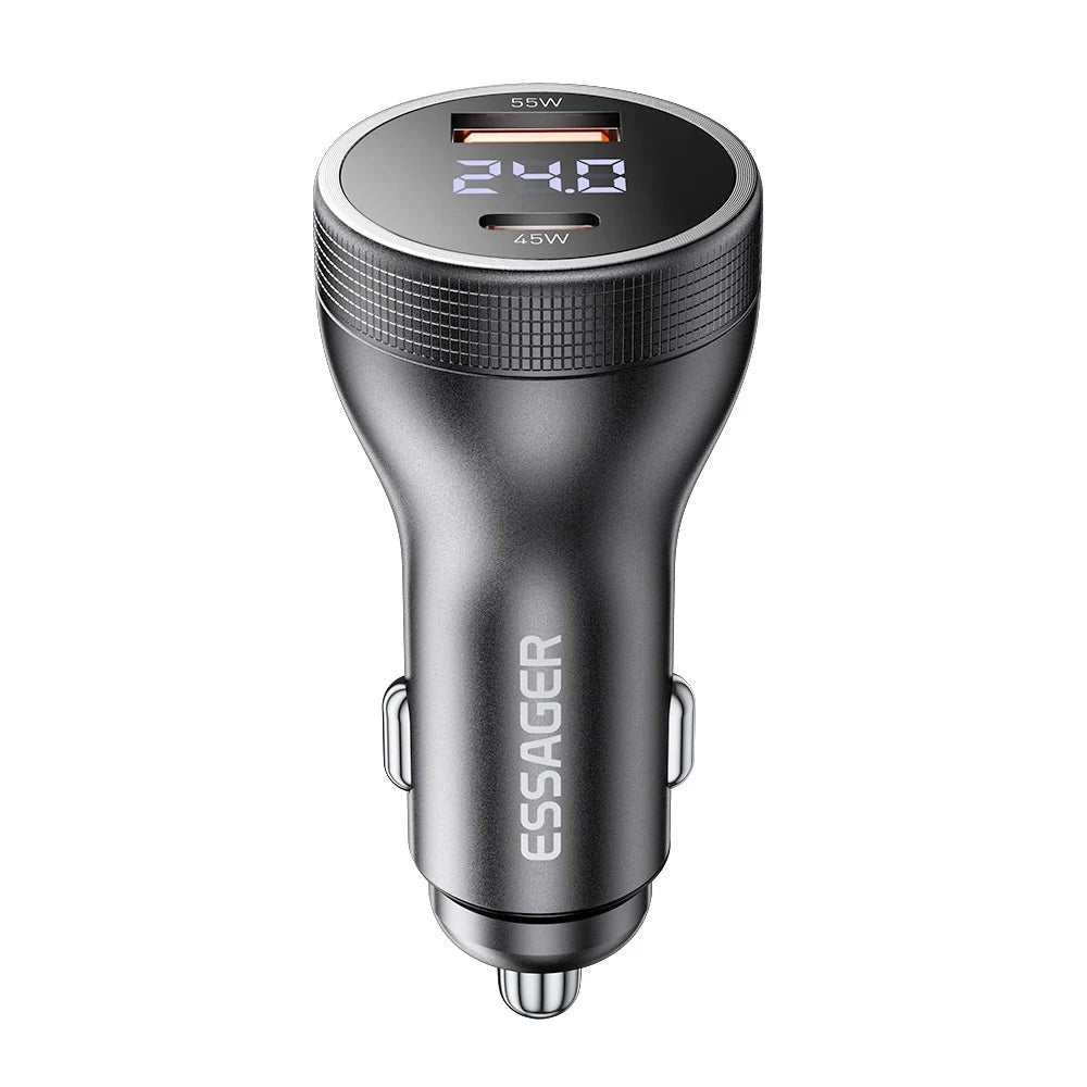 Essager 100W USB-C Car Charger with Digital Display