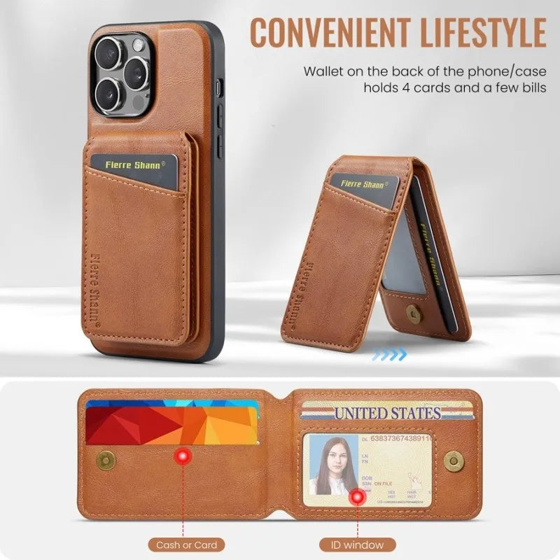 Luxury Leather Removable Wallet Phone Case for iPhone 15 Series