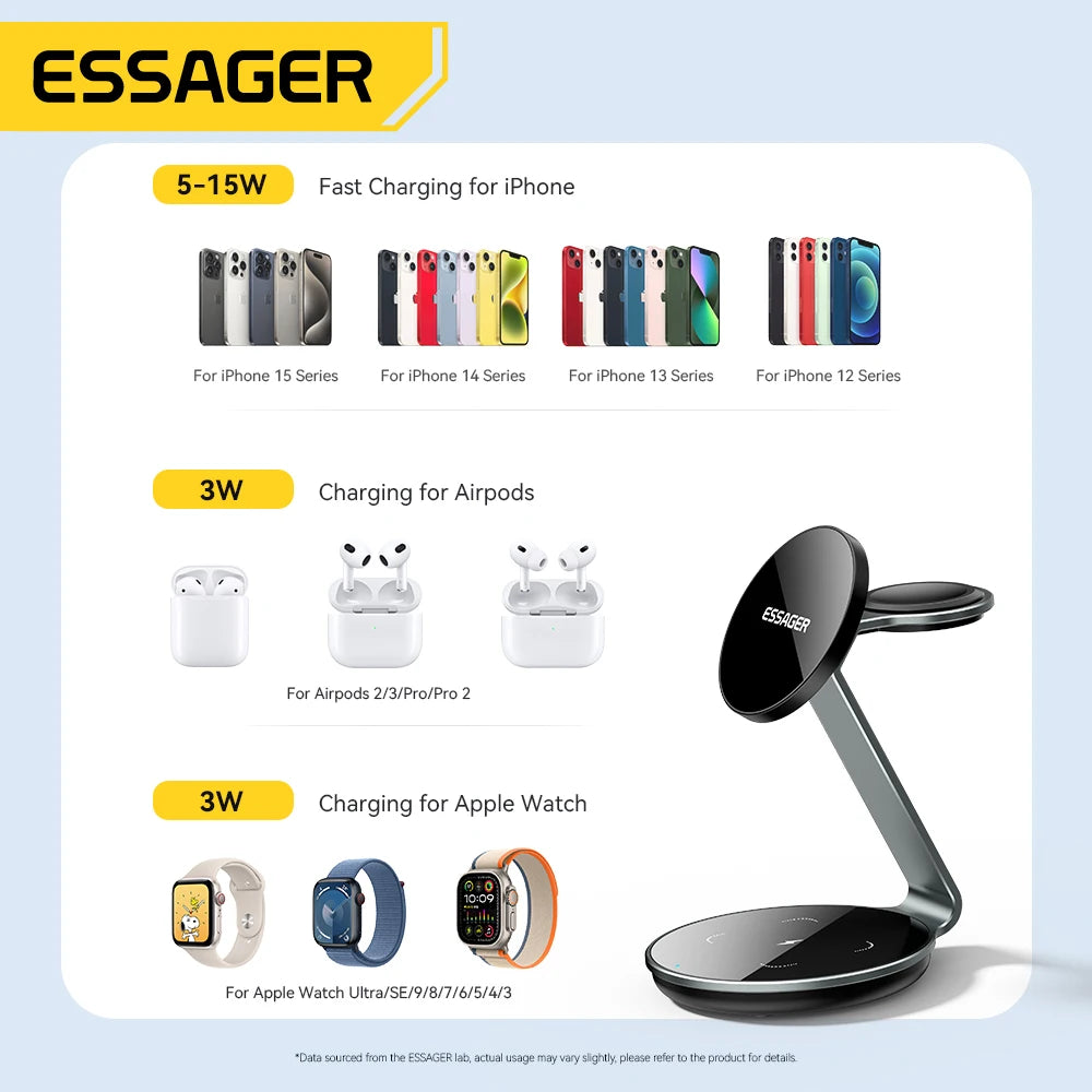 Essager 3-in-1 Magnetic Wireless Charger Bracket