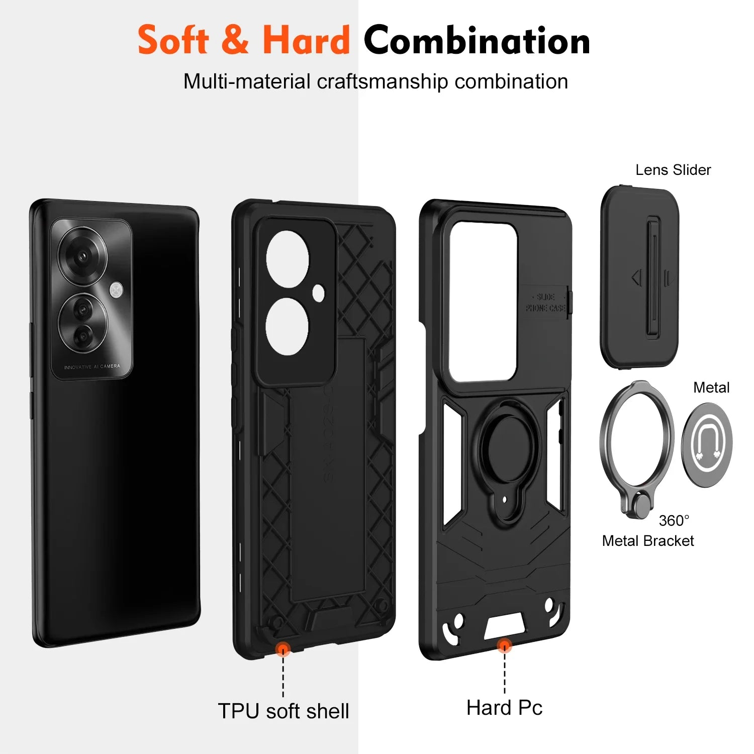 Rugged Armor Shockproof Phone Case for OPPO Reno 11F