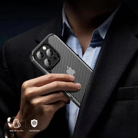 Carbon Fiber Translucent Shockproof Case with Airbag Protection for iPhone 16 Series