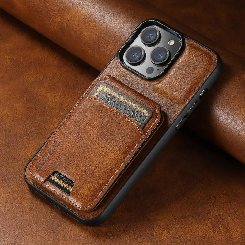 Shockproof Leather Wallet Case with Card Slots for iPhone 16 Series