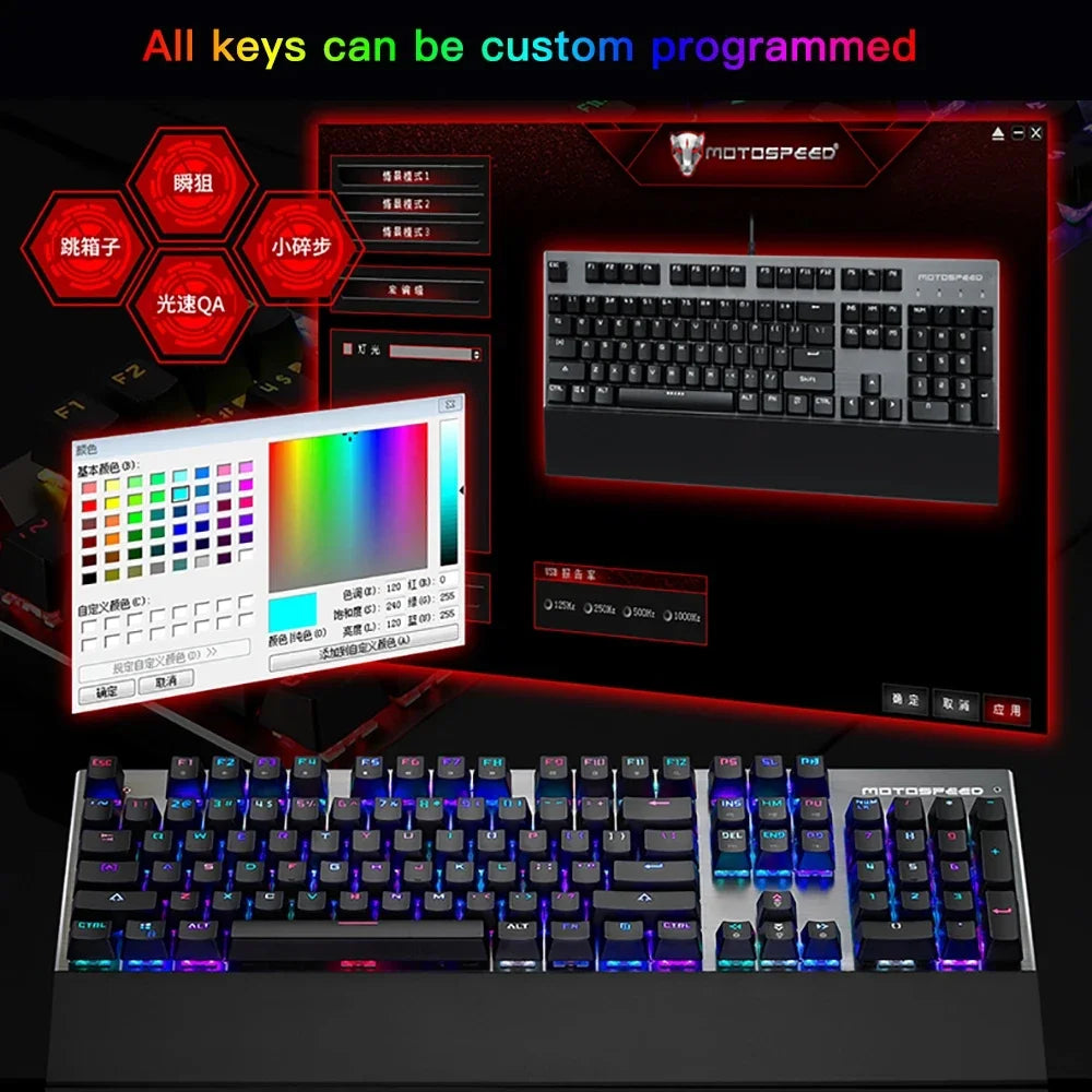 Motospeed CK108 104-Key Wired Mechanical Gaming Keyboard with RGB Backlight