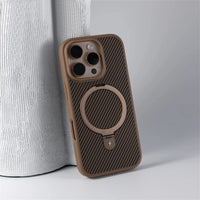 Carbon Fiber Pattern MagSafe Holder Case for iPhone 15 Series