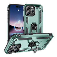 Rugged Armor Case with Metal Ring Holder for iPhone 16 Series