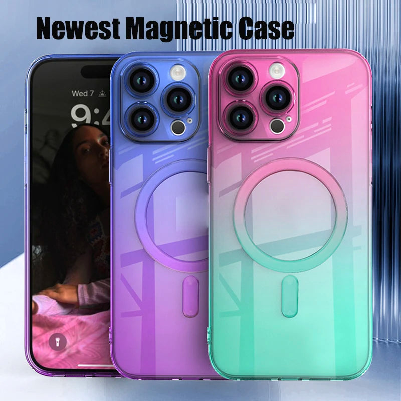 Magnetic Gradient Color Phone Case for iPhone 15 Series