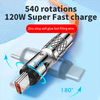 USLION 540° Rotating 120W 6A Type C Cable