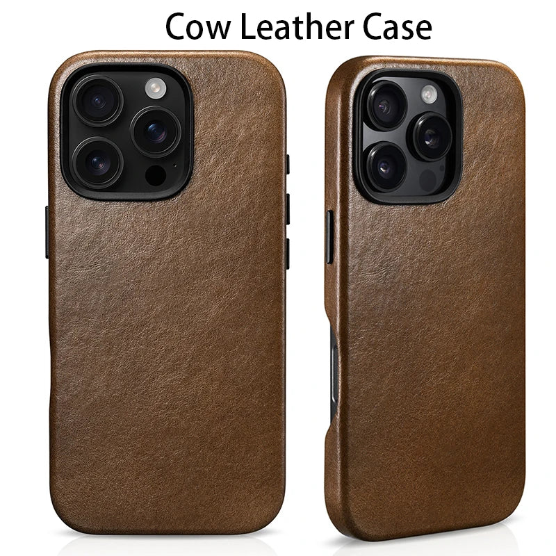 Genuine Cowhide MagSafe Leather Case for iPhone 16 Pro &amp; 16 Pro Max - Luxurious, Durable, Magnetic Protection