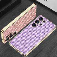 Premium Electroplated Leather Shockproof Case for Samsung Galaxy S25 Series