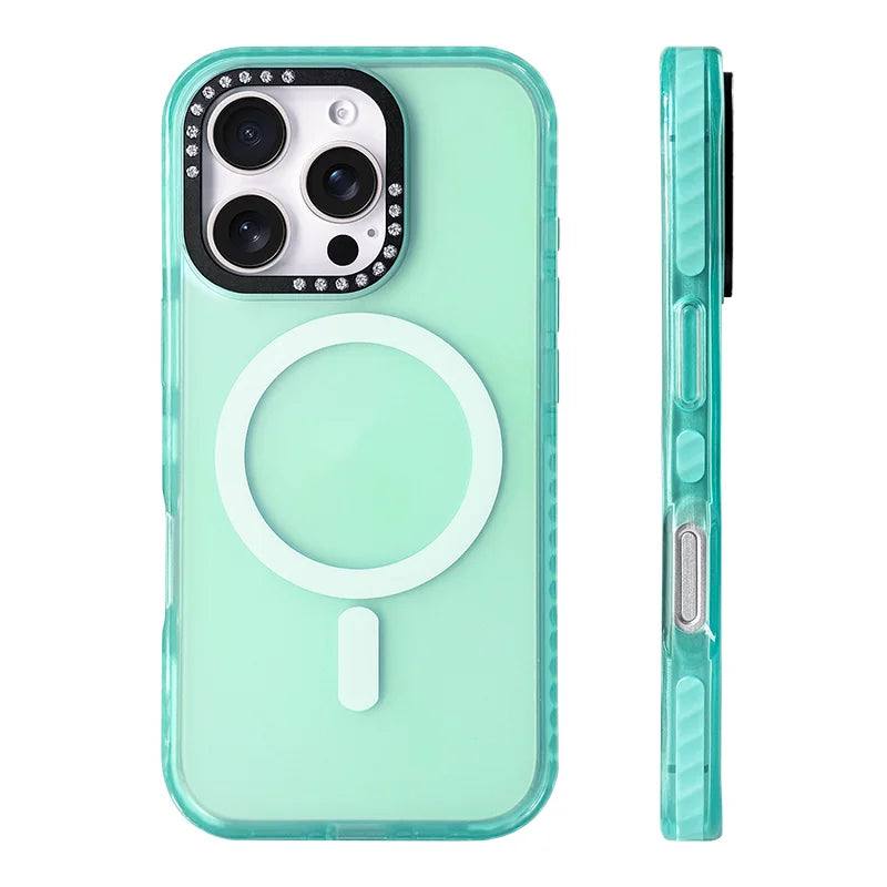 Protective MagSafe Case with Luxury Diamond Lens Cover for iPhone 16 Series