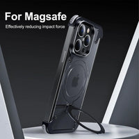 Sleek Frameless Aluminum Alloy MagSafe Case with Kickstand for iPhone 15